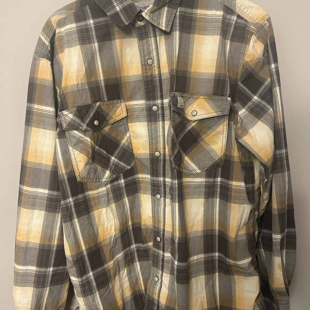 Carhartt Relaxed Fit Plaid Shirt - Gray and Yellow
